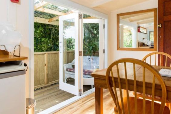 Treetops Bungalow out to the deck